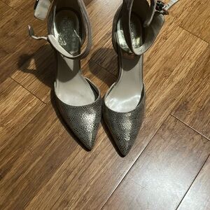 Vince Camuto Tan Heels with Stacked Heel Design